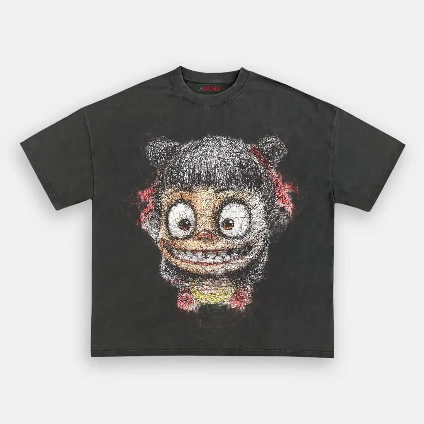 Ne Zha 2 Creative Print Acid Wear