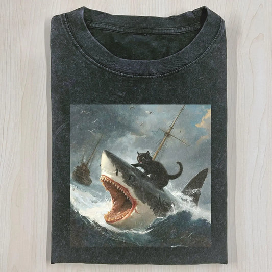 FAT CAT VS. SHARK  T-SHIRT