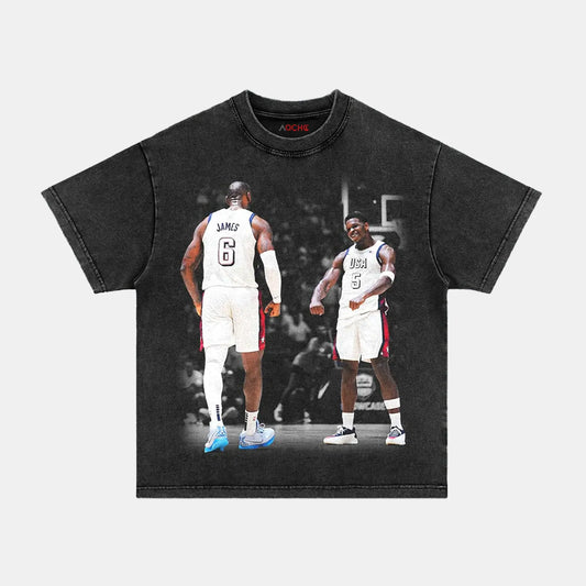 VINTAGE TEE  USA TEAM LEBRON JAMES & ANTHONY EDWARDS