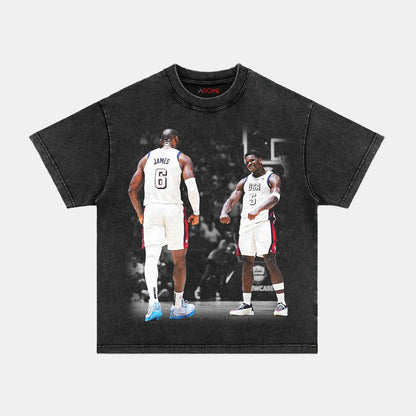 VINTAGE TEE  USA TEAM LEBRON JAMES & ANTHONY EDWARDS